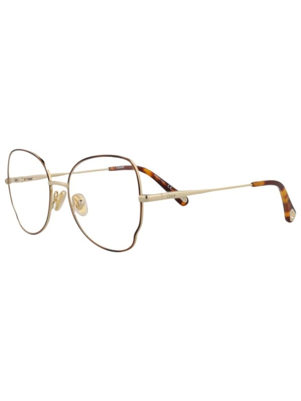 New Chloรฉ Women's Eyeglasses Round Oval Metal Frame Havana Gold Transparent